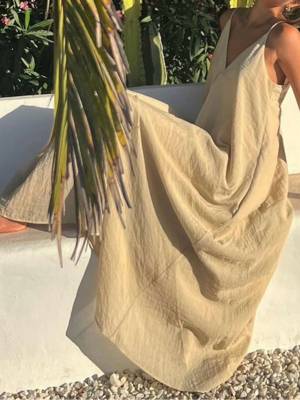 Commense Sleeveless V-Neck Maxi Dress in Cream - Picture 4 of 12